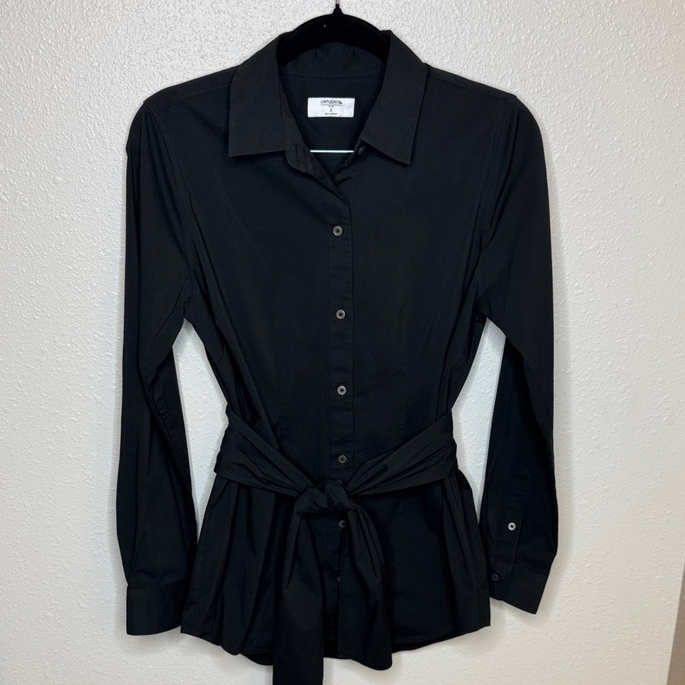 UNTUCKit Elle Black Button-Down Shirt with Tie Waist - S
